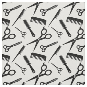 Modernes Hair-Stylist-Muster Schwarz-weiß Stoff