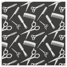 Modernes Hair-Stylist-Muster Schwarz-weiß Stoff