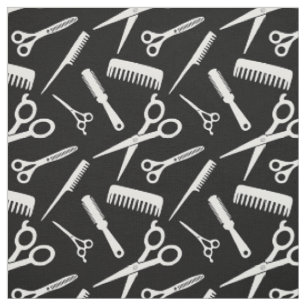 Modernes Hair-Stylist-Muster Schwarz-weiß Stoff