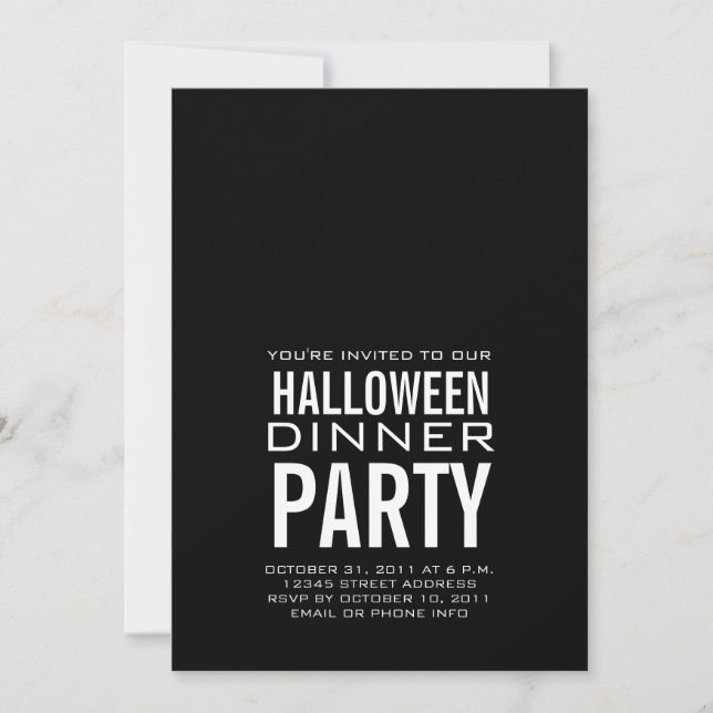 MODERNES HALLOWEEN-ABENDESSEN-PARTY EINLADUNG (Vorderseite)