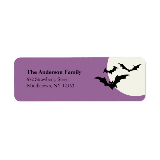 Modernes Halloween-Fledermaus-Adressetikett - Lila (Vorne)