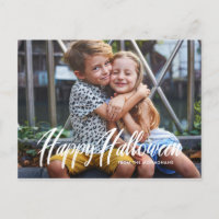 Modernes Halloween-Foto Postkarte | Horizontal