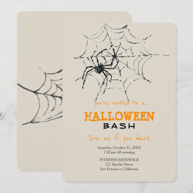 Modernes Halloween-Party Einladung (Vorne/Hinten)