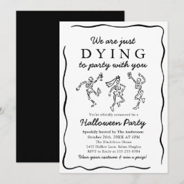 Modernes Halloween-Party von Skeletten mit schwarz Einladung