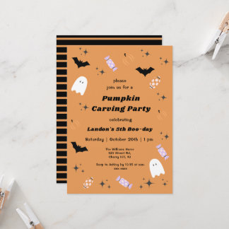 Modernes Halloween Pumpkin Carving Party Geburtsta Einladung