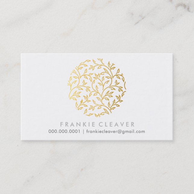 MODERNES HAND DRAWN FLORAL Blattmuster Spot Gold Visitenkarte (Vorderseite)