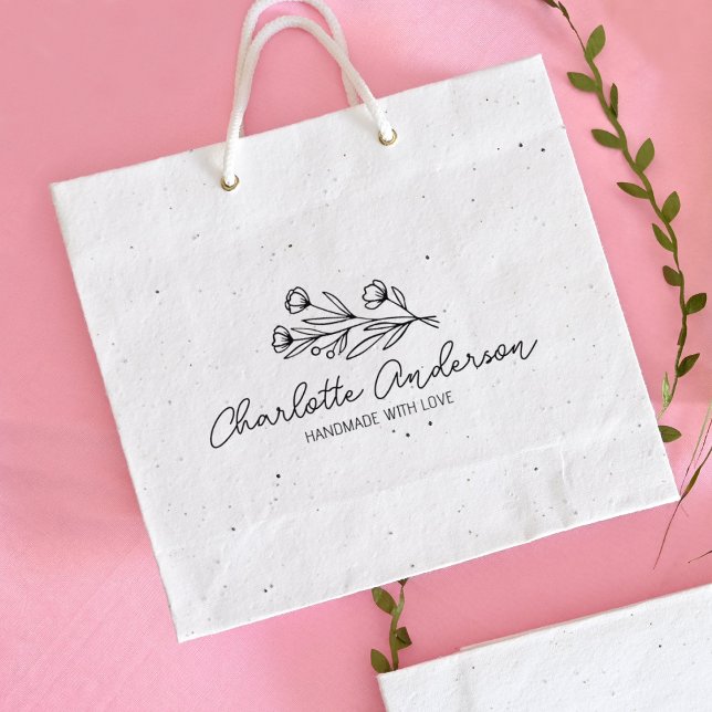 Modernes, handgefertigtes Geschäft, florales Große Gummistempel (Von Creator hochgeladen)