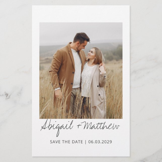 Modernes handgeschriebenes Foto Save the Date Einl (Vorderseite)