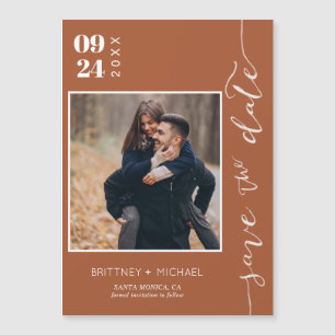 Modernes handgeschriebenes Foto Save the Date Terr Magnetkarte