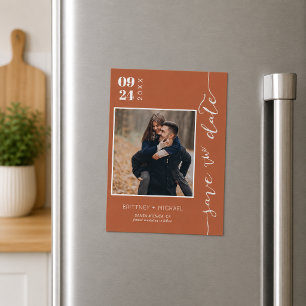 Modernes handgeschriebenes Foto Save the Date Terr Magnetkarte