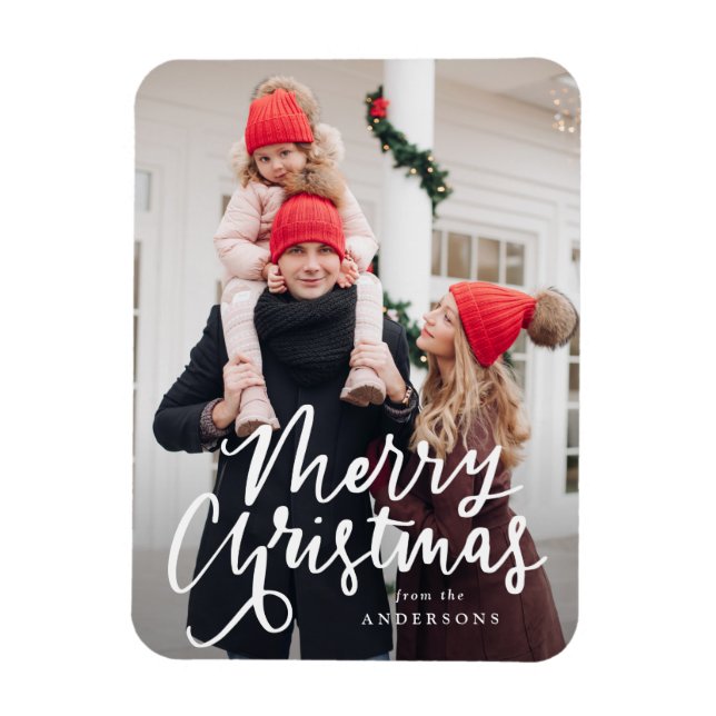 Modernes handgeschriebenes fröhliches Weihnachtssk Magnet (Vertikal)