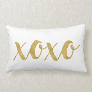 Modernes handgeschriebenes Gold XOXO Dekorativ Lendenkissen