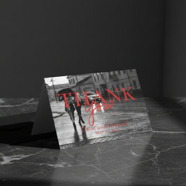 Modernes, handgeschriebenes Hochzeitsszenario-Foto Dankeskarte