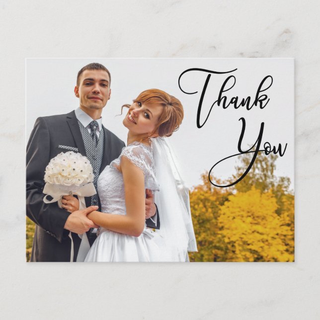 Modernes handgeschriebenes Hochzeitsszenario Foto  Postkarte (Vorderseite)