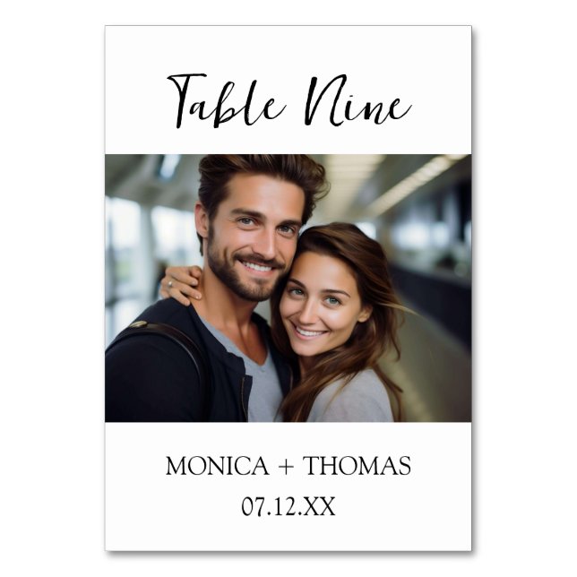 Modernes handgeschriebenes + klassisches Serif-Fot Tischnummer (Vorderseite)