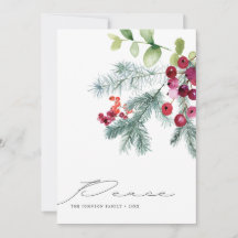 Modernes, handgeschriebenes Peace Winter Greenery 