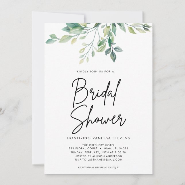 Modernes handgeschriebenes Script Black Brautparty Einladung (Vorderseite)