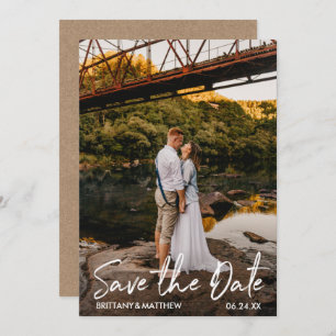 Modernes handgeschriebenes Script mit Foto Kraft Save The Date