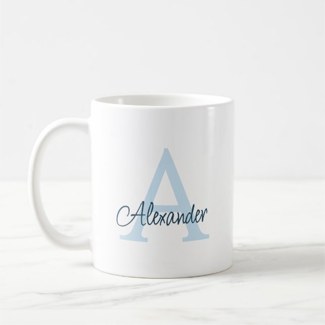 Modernes handgeschriebenes Script Monogram & Name Kaffeetasse (Links)