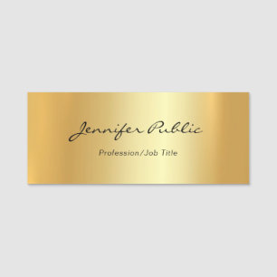 Modernes handgeschriebenes Skript Elegante Gold Te Namensschild