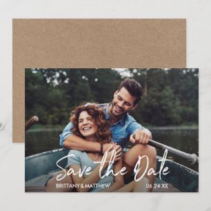 Modernes handgeschriebenes Skript-Foto Kraft Save The Date