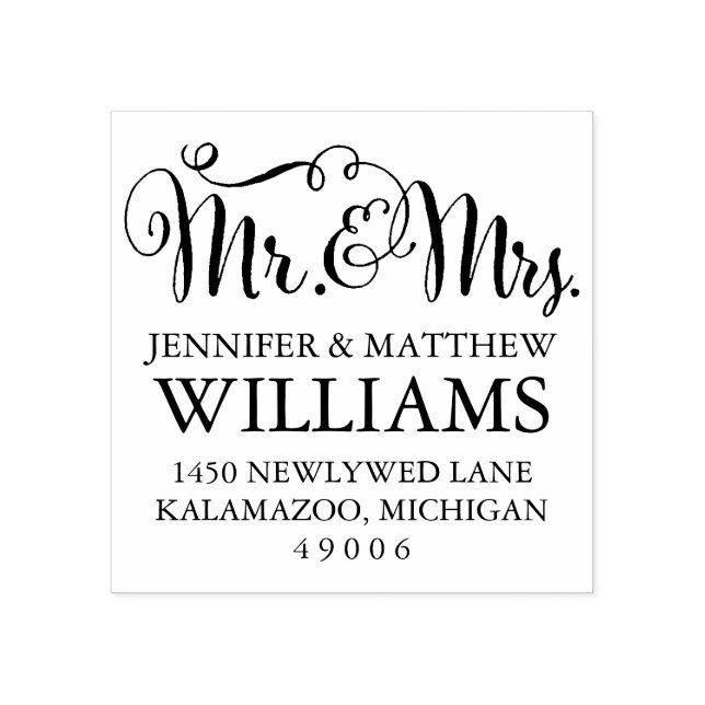 Modernes handgeschriebenes SkriptWedding Monogram Gummistempel (Prägung)
