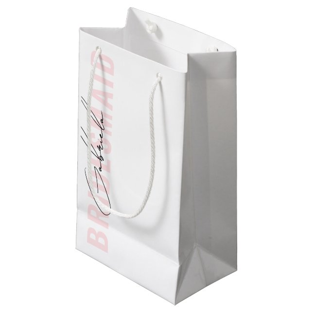 Modernes handgeschriebenes, stylisches Skript Pink Kleine Geschenktüte (Vorderseite Schrägansicht)