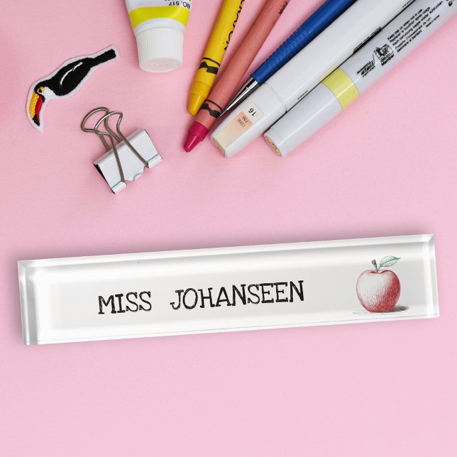 Modernes handgezeichnetes Apple Niedlich Teacher-G Namensplakette (Von Creator hochgeladen)