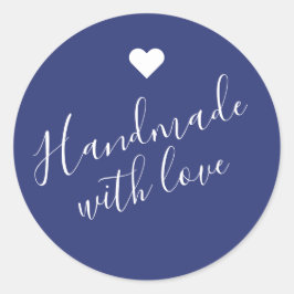 Modernes Handwerk mit Liebe-Drehbuch, blaues Herz Runder Aufkleber