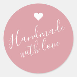 Modernes Handwerk mit Liebe-Drehbuch rosa Herzstüc Runder Aufkleber