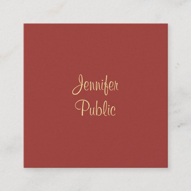 Modernes Handwriting Name Skript Elegante Vorlage Quadratische Visitenkarte (Vorderseite)