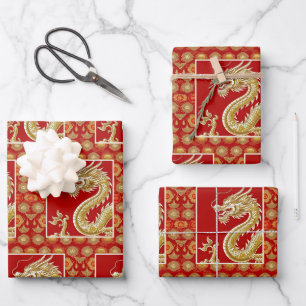 Modernes Happy Chinese New Year Modernes Asian Mus Geschenkpapier Set