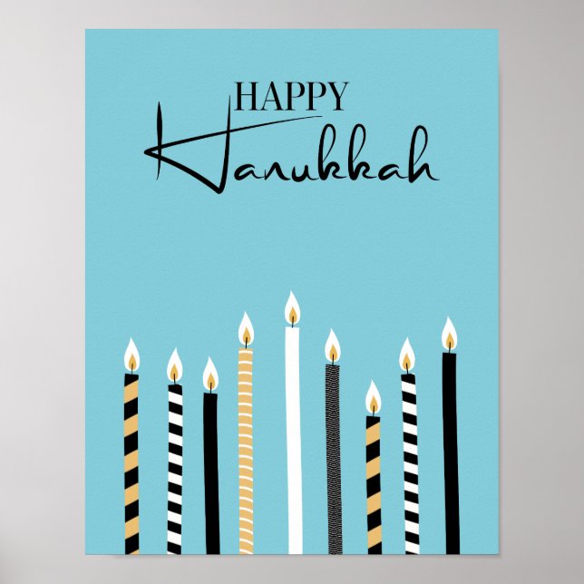 Modernes Happy Hanukkah Candles Holiday Poster Zei (Vorne)