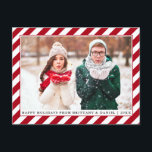 Modernes Happy Holidays Foto Rote Streifen Postkarte<br><div class="desc">Moderne Happy Holidays Red Stripes Foto Holiday Postcard</div>