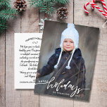 Modernes Happy Holidays Handbriefe Foto Postkarte<br><div class="desc">Feiern Sie die Saison mit dieser lustigen Postkarte mit Ihrem senkrechten Foto und den handgeschriebenen Worten "Happy Holidays" vorne und Ihrem individuellen Hinweis auf der Rückseite. Oder, wenn Sie möchten, löschen Sie die typisierte Notiz auf der Rückseite und schreiben Sie jede Postkarte einzeln. Fügen Sie Ihre Rücksendeadresse für einfaches Mailen...</div>