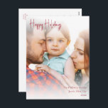 Modernes Happy Holidays Rotes handgeschriebenes Sc Feiertagspostkarte<br><div class="desc">Diese moderne, fröhliche Ferien Rot handgeschriebene Drehbuch Foto Urlaub Postcard ist perfekt für Ihr minimalistisches Shabby Chic boho rot-weiß Urlaub Gruß. Die minimale whimsical handgeschriebene Kalligraphie ist delikat und rustikal, bleibe elegant und elegant. Sie werden feststellen, dass alles über dieses Produkt bearbeitbar ist, also fühlen Sie sich frei, Bilder oder...</div>