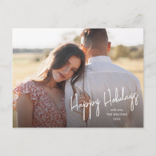 Modernes Happy Holidays Script Einfaches Foto Feiertagspostkarte