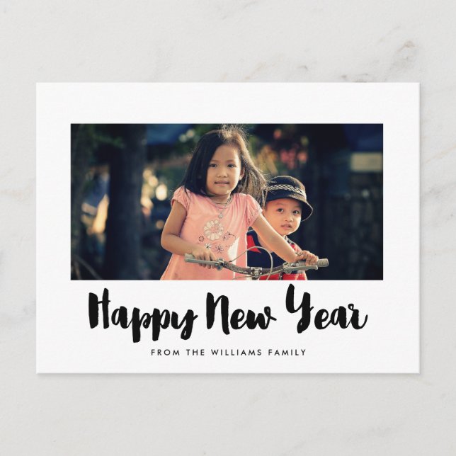 Modernes Happy New Year Foto Postkarte (Vorderseite)