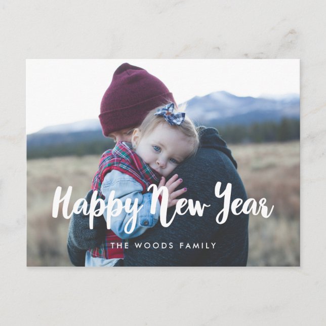 Modernes Happy New Year Holiday Foto Postkarte (Vorderseite)