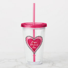 Modernes Happy Valentine's Day Heart Acryltrinkbecher