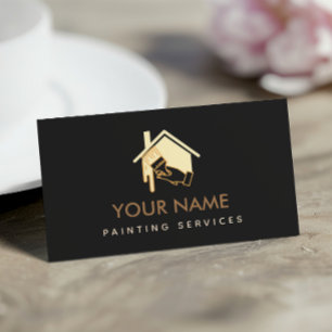 Modernes Haus Pinselstrich neutrale Creme & Black Visitenkarte