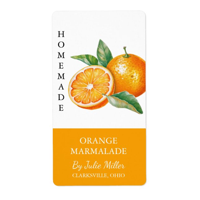 Modernes, hausgemachtes Orange-Marmalade-Label (Vorne)