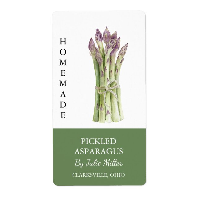Modernes hausgemachtes Spargel-Label (Vorne)