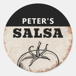 Modernes, hausgemachtes Tomatenspiel Salsa Grunge- Runder Aufkleber