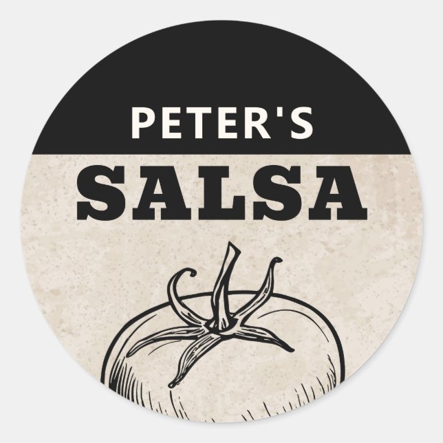 Modernes, hausgemachtes Tomatenspiel Salsa Grunge- Runder Aufkleber (Vorderseite)
