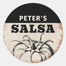 Modernes, hausgemachtes Tomatenspiel Salsa Grunge- Runder Aufkleber