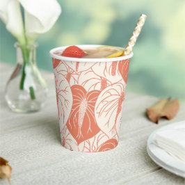 Modernes hawaiianisches Anthurium-Druckmuster Pappbecher