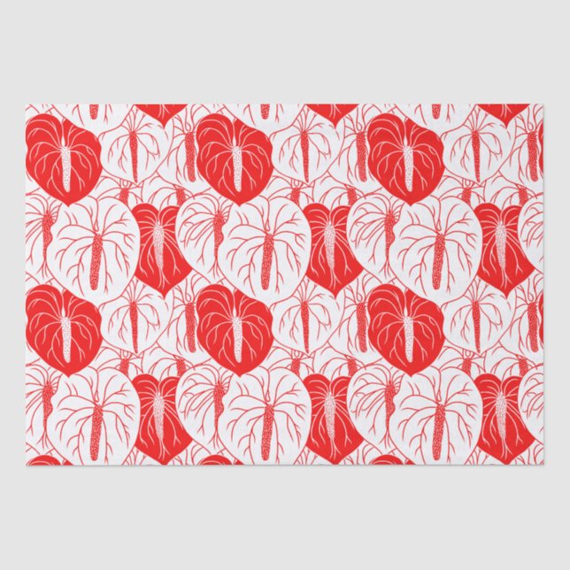 Modernes hawaiianisches Anthurium-Druckmuster Seidenpapier (Vorderseite)