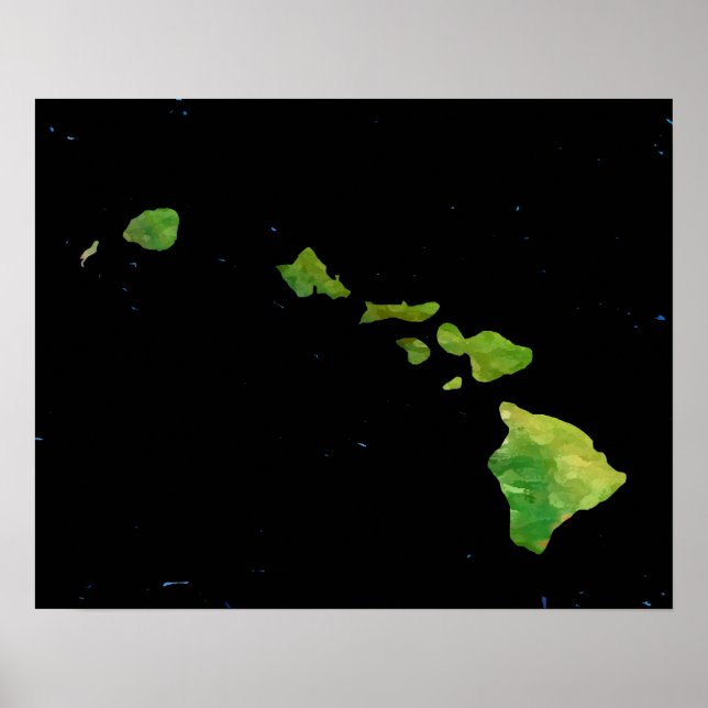 Modernes Hawaiianisches Inselkettenposter Poster (Vorne)