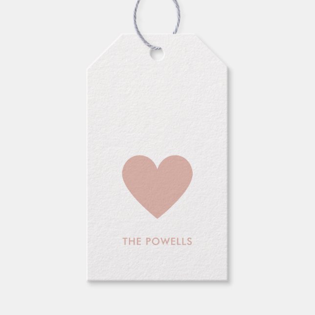 Modernes Heart Blush Pink Polka Dose Chic Custom Geschenkanhänger (Vorderseite)